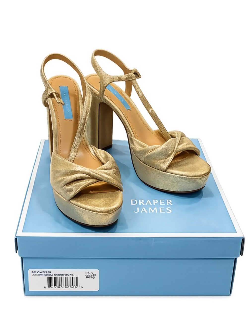 Draper James Paloma Gold Platform Heels Size 7 Metallic Champagne Block Heel